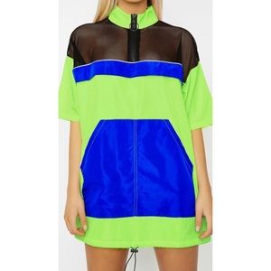 Cute Neon Color Block Mini Dress 💚